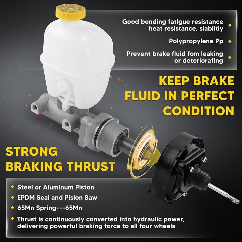 Fexhull 5102032AA Brake Master Cylinder with Reservoir and Sensor Fit for Dodge Vehicles- Ram 1500 2002 2003 2004 2005, 2-Wheel ABS Brake - Replace OE 13-3092, 5102032AA - Image 4